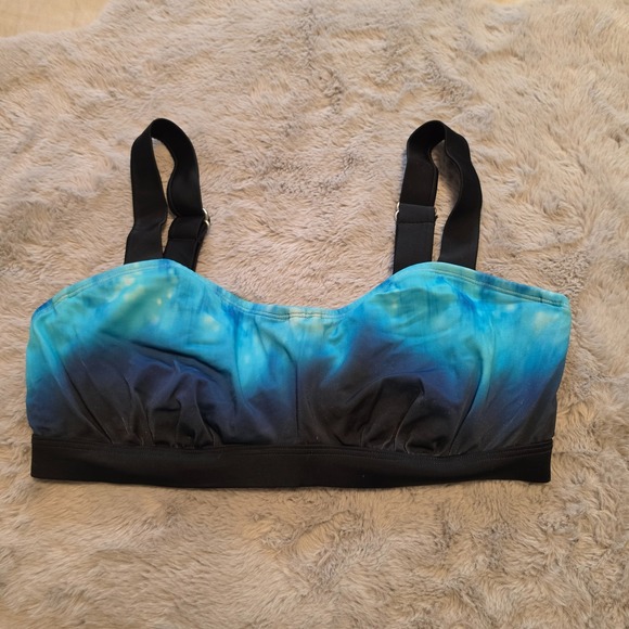 Athleta Other - Athleta Tie Dye Ombre Blue Black Sports Bra Bikini Top 34 D/DD